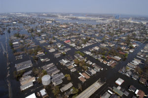 flooded neighborhood from above