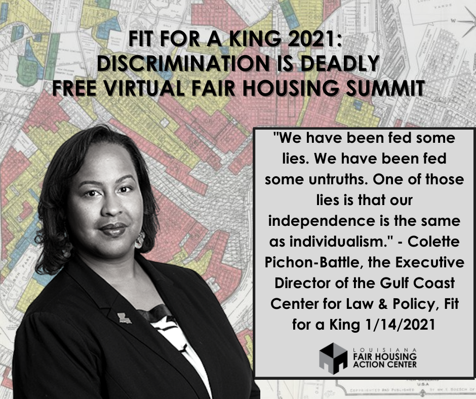 Recap Of Day 1 Of Fit For A King 2021 Discrimination Is Deadly Louisiana Fair Housing Action 