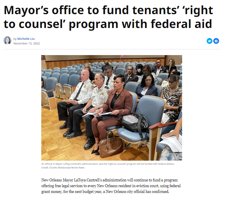 Screencapture from Verite News - Mayor's office to fund tenants' 'right to counsel' program with federal aid